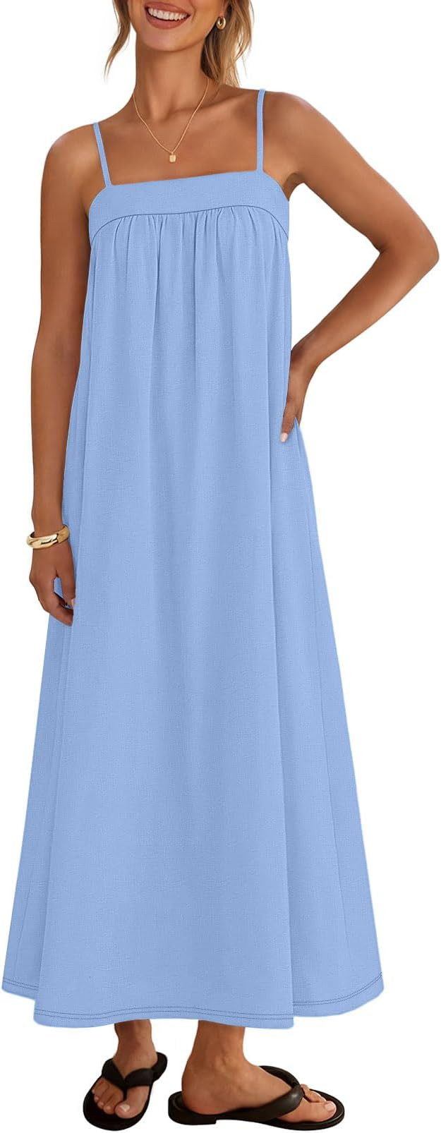 MEROKEETY Women's Boho Maxi Dresses 2026 Spaghetti Straps Spring Summer Sundress Casual Beach Vac... | Amazon (US)