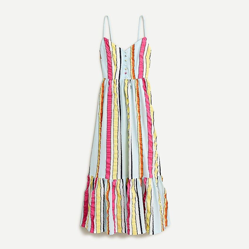 Tiered midi dress in seersucker ribbons | J.Crew US