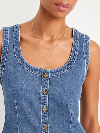 Sleeveless Longline Denim Vest | Old Navy (US)