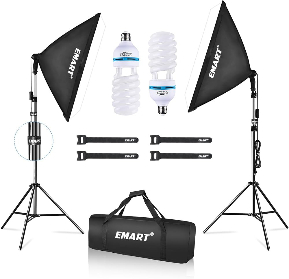 EMART Softbox Lighting Kit, 20"x28" Soft Box Lights Photography Accessories with 5500K E27 CFL Li... | Amazon (US)