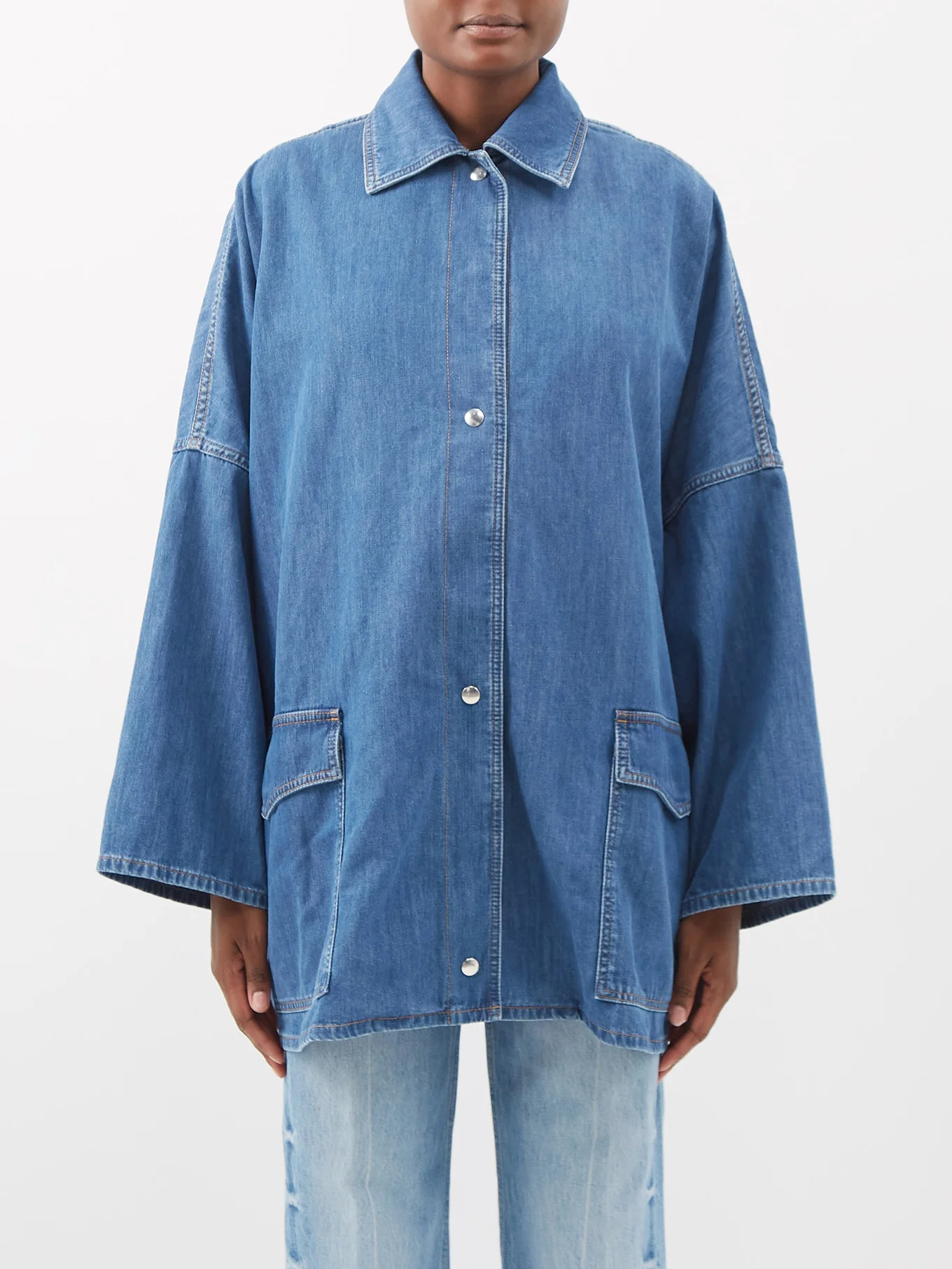 Dropped-shoulder organic-denim overshirt | Toteme | Matches (US)