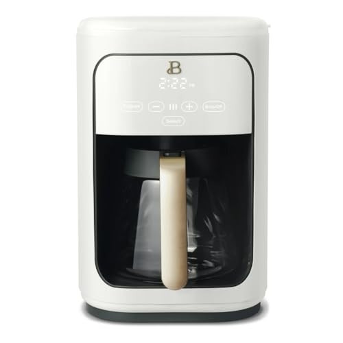 Beautiful by Drew Barrymore 14-Cup Programmable Drip Coffee Maker, Touch-Activated Display, Fast 14-Min Brew, Bold Strength, Keep Warm 4hrs, Gold Filter (White Icing) | Amazon (US)