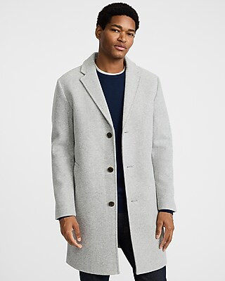 Light Gray Brushed Knit Topcoat | Express
