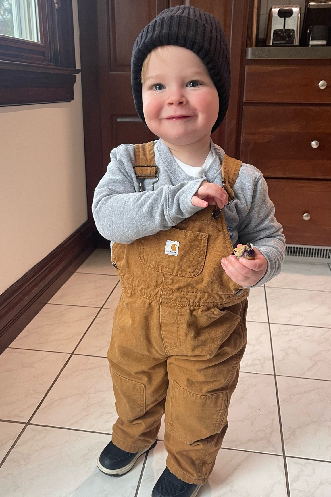 Cold weather overall outfit toddler boy carhartt H&M neutral 

#LTKFamily #LTKBaby