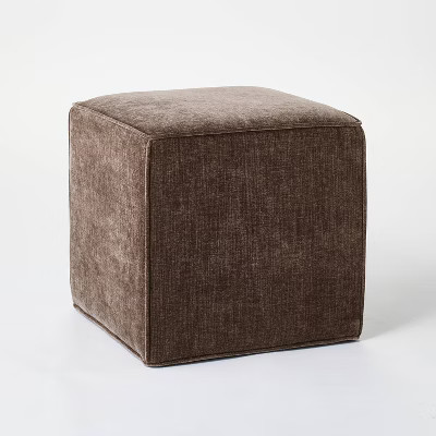 Lynwood Square Upholstered Cube Light Brown - Threshold™ designed with Studio McGee | Target