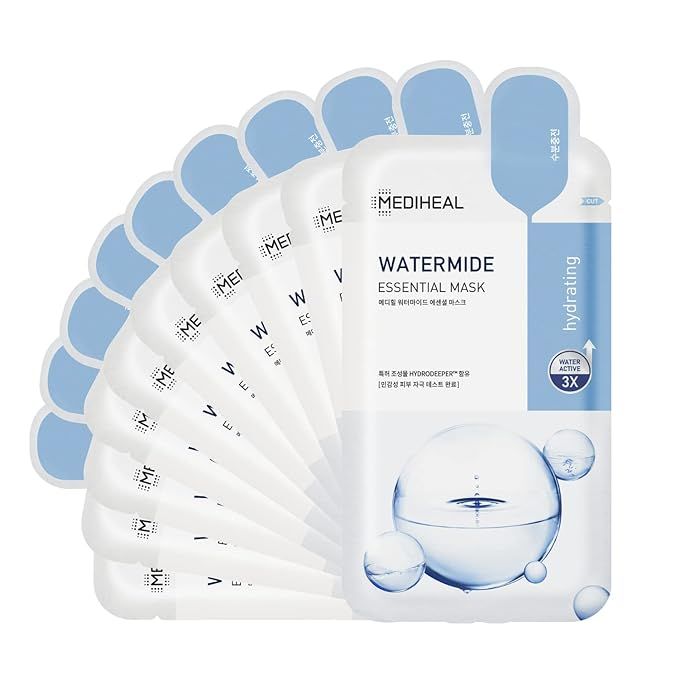 Mediheal Best Korean Watermide Essential Face Mask - 10 Hydrating and Moisturizing Sheet Masks Wi... | Amazon (US)