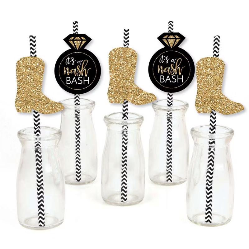 Big Dot of Happiness Nash Bash - Paper Straw Decor - Nashville Bachelorette Party Striped Decorat... | Target