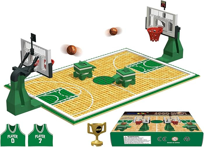 Nicolababe Building Blocks - Basketball Court Baseplates and Sets of 2 Basketball Hoop Basketball... | Amazon (US)