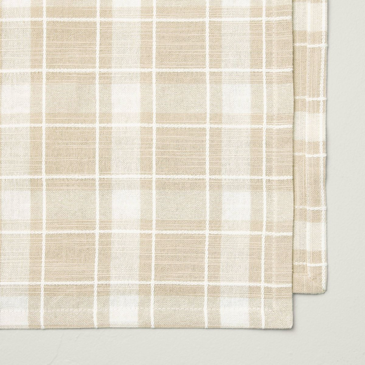 4pk Grid Plaid Cloth Napkins Beige/Cream - Hearth & Hand™ with Magnolia | Target