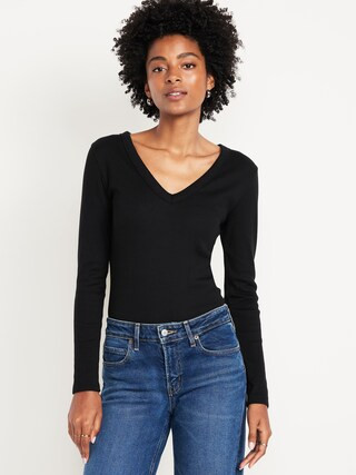 Cozy Snug Long-Sleeve V-Neck T-Shirt | Old Navy (US)