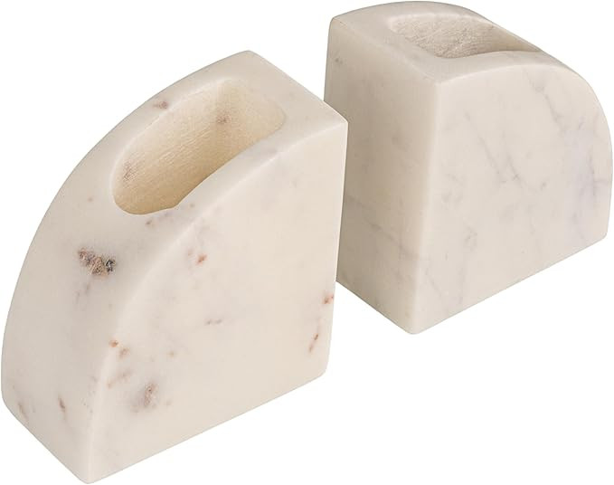 Creative Co-Op 2-Piece Marble Vases/Bookends, White | Amazon (US)