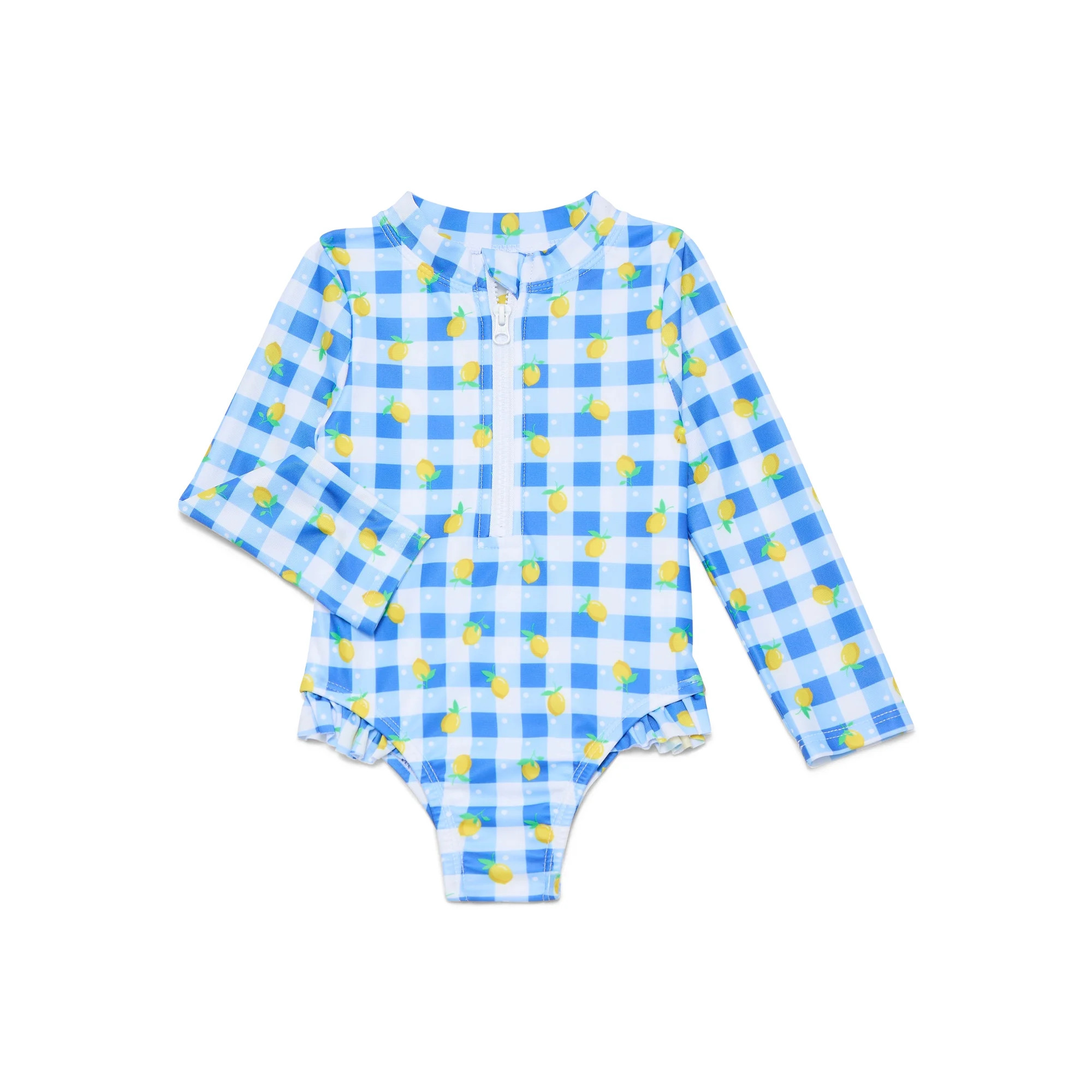 Wonder Nation Toddler Girl Long- Sleeve Zip Rash Guard Swimsuit, Sizes 12M-5T | Walmart (US)