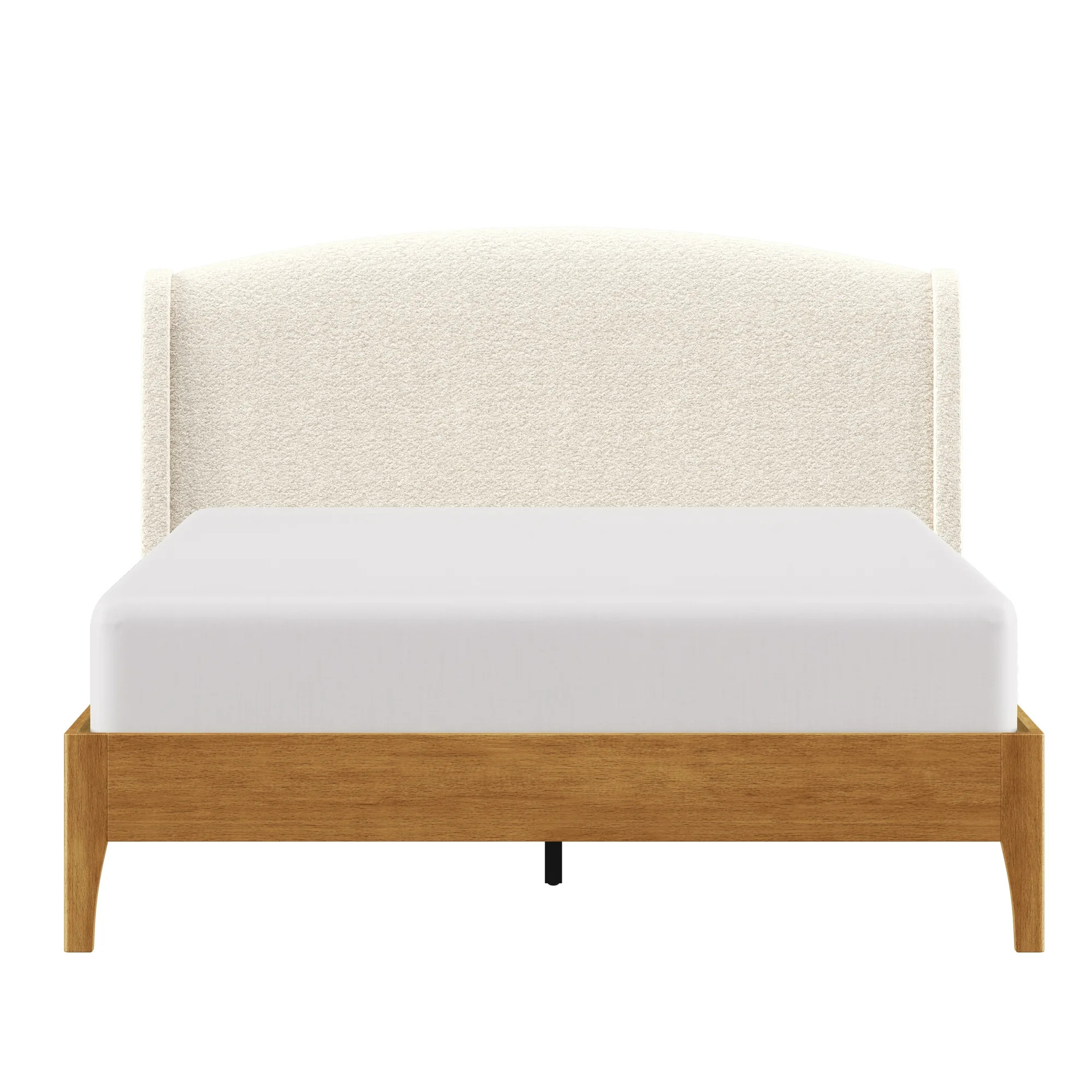 Better Homes & Gardens Springwood Upholstered Queen Bed, Shearling and Light Honey Finish | Walmart (US)