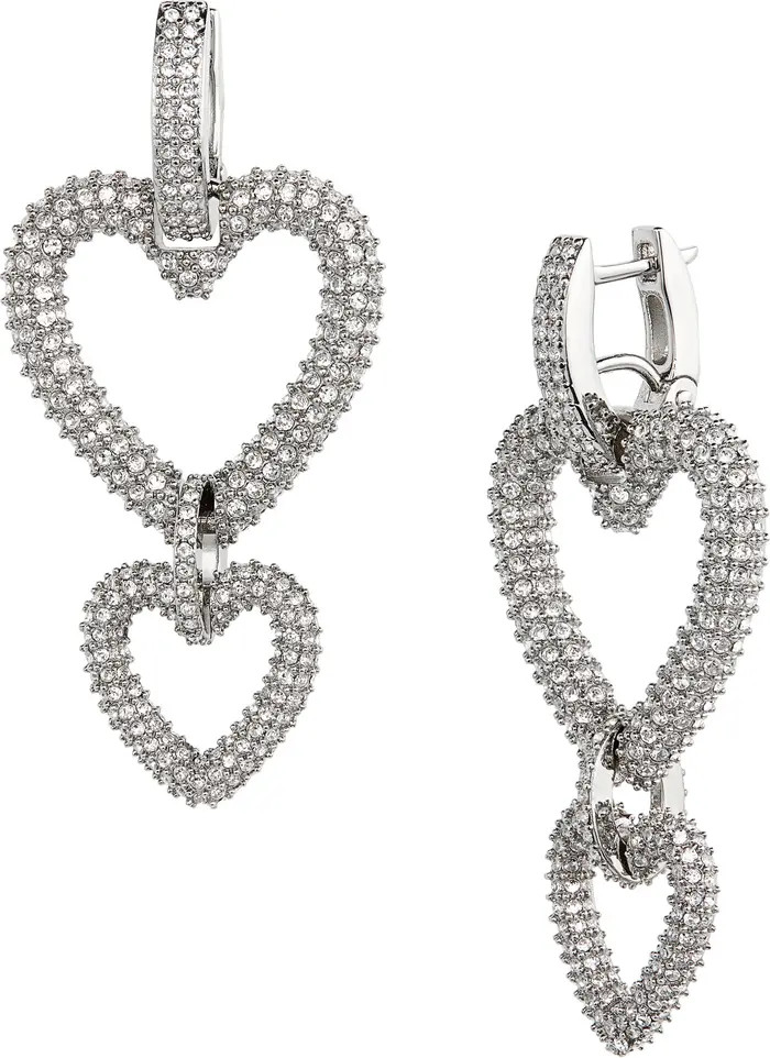 Double Heart Crystal Drop Earrings | Nordstrom