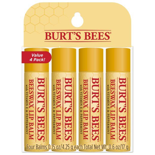 Burt's Bees 100% Natural Moisturizing Lip Balm, Original Beeswax, 4 Ct | Walmart (US)