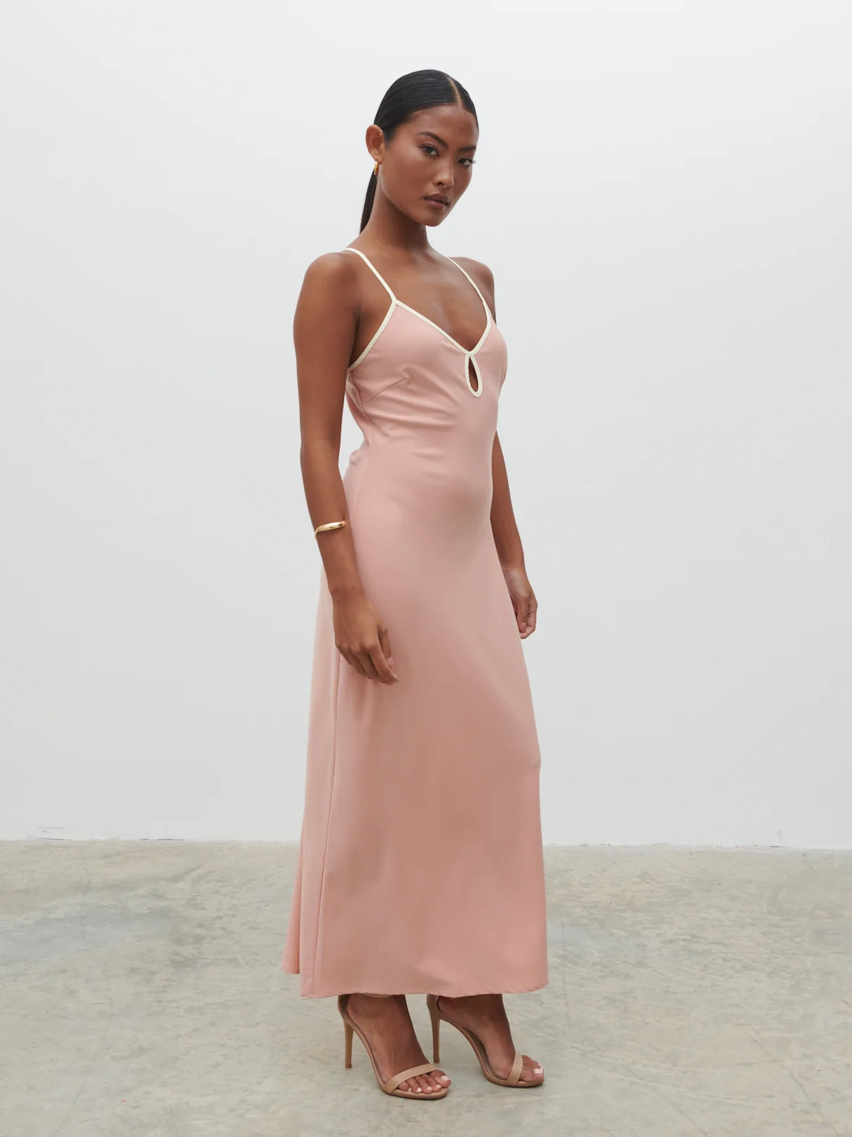 Harper Slip Midaxi Dress - Tan Blush and Butter | Pretty Lavish (UK)