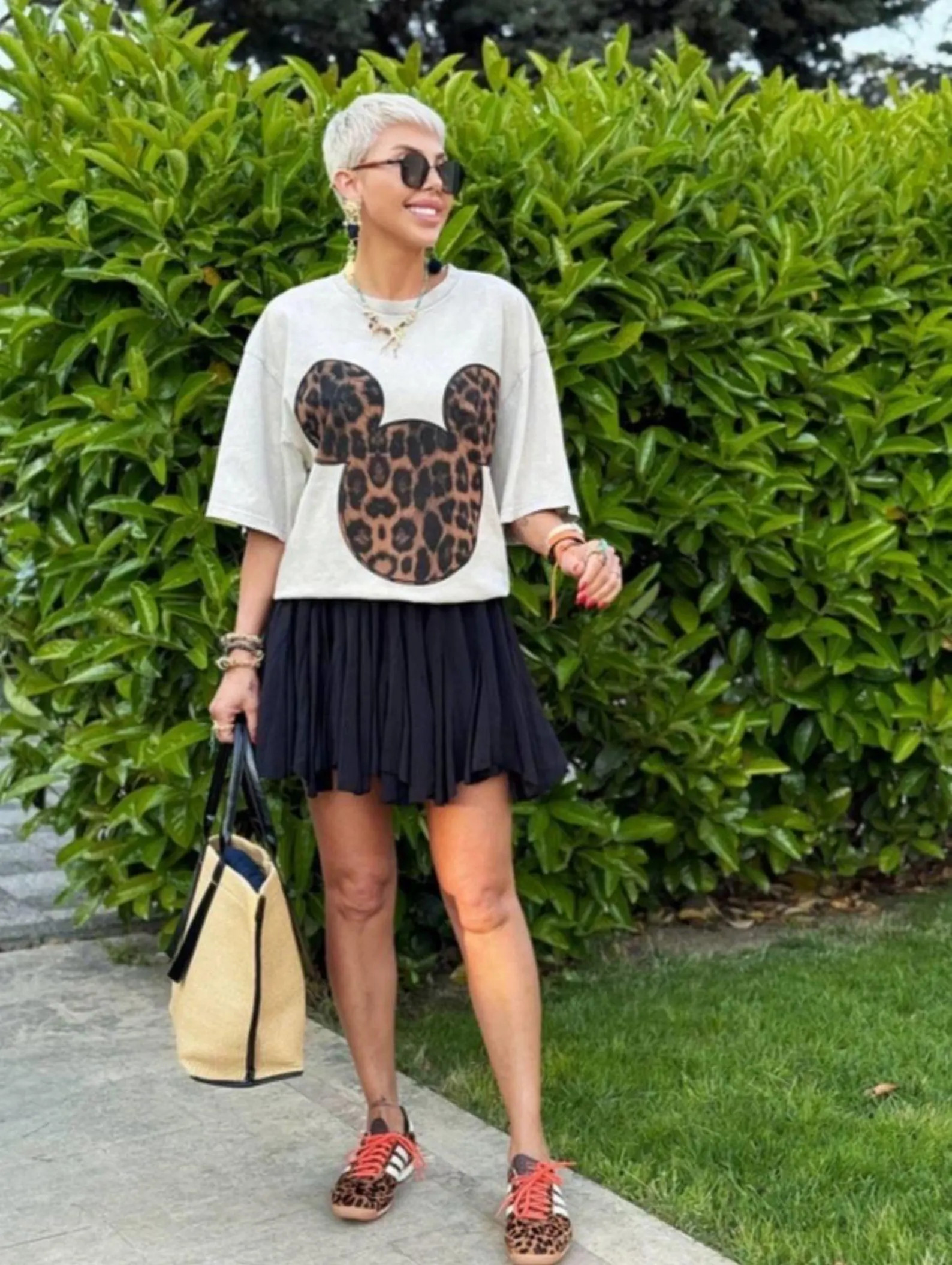 Oversized Leopard Print Mickey T-Shirt | Casual Streetwear Top | Unisex Graphic Tee | One Size | Etsy (Global)