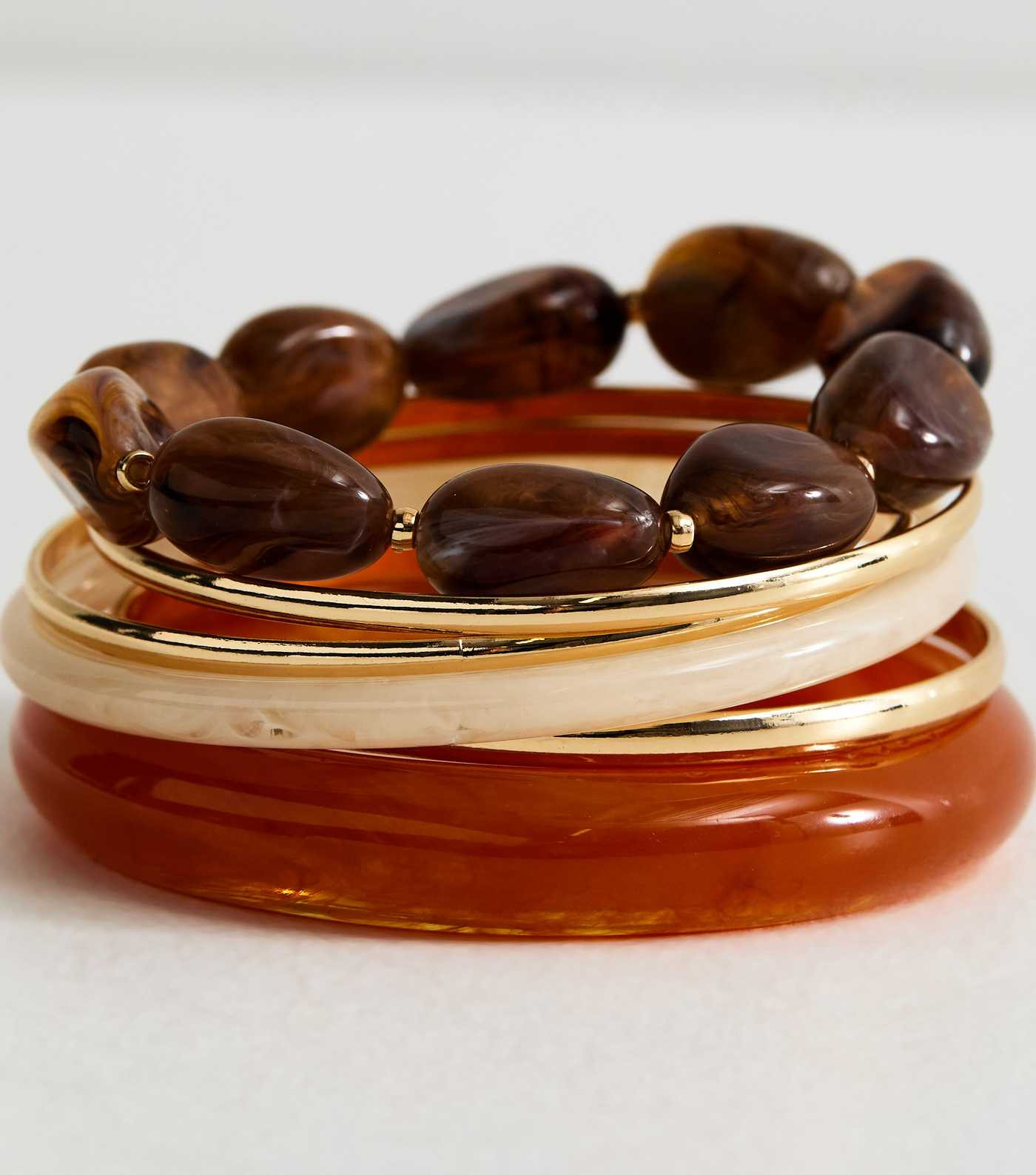 Pack of 6 Brown Resin Bangles and Bracelets | New Look | New Look (UK)
