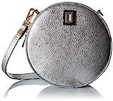 LUANA ITALY Women's Carla Round Leather Crossbody Handbag, Silver | Amazon (US)