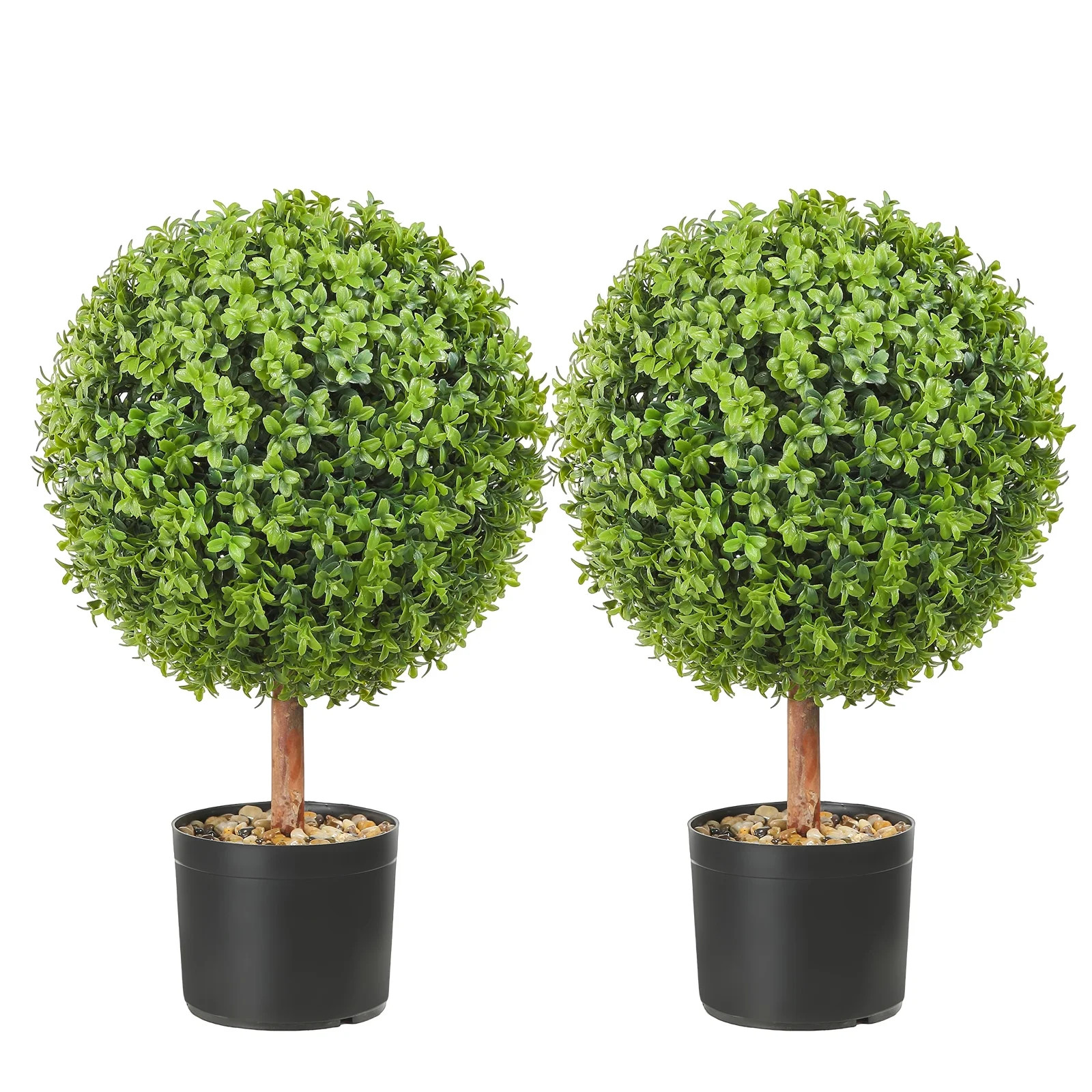 SKYSHALO Faux Boxwood Topiary Trees, 24 inch Height (Set of 2), Spherical Synthetic Topiary with ... | Walmart (US)