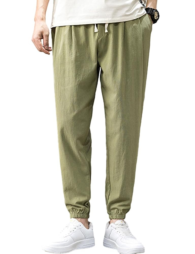 Zontroldy Men's Pants Cotton Linen Yoga Golf Beach Jogger Sweat Lounge Harem Pants Trousers | Amazon (US)