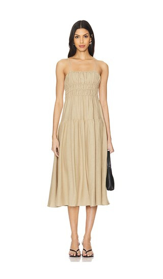 Scrunchie Midi Dress in Safari | Revolve Clothing (Global)