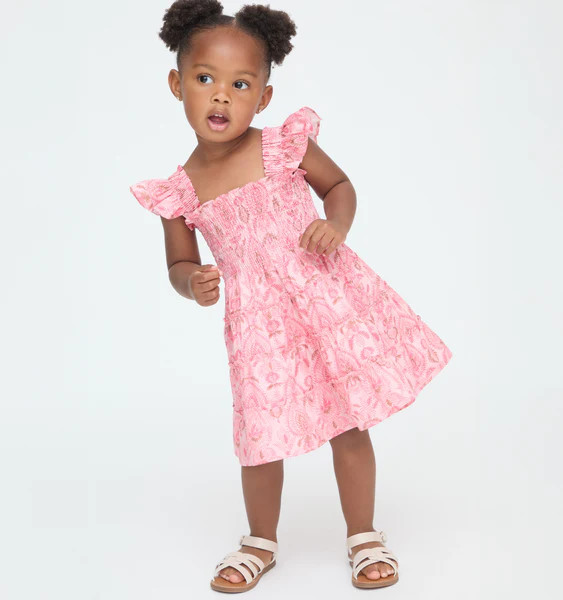 The Tiny Ellie Nap Dress - Pink Palm Ikat | Hill House Home US