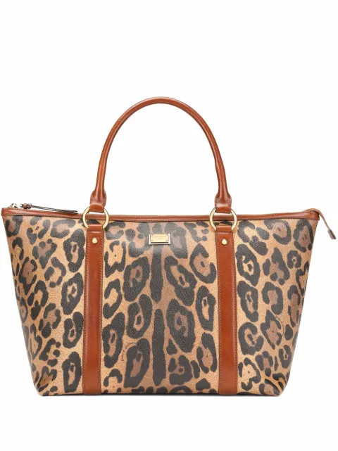 leopard-print leather tote bag | Farfetch (AU)