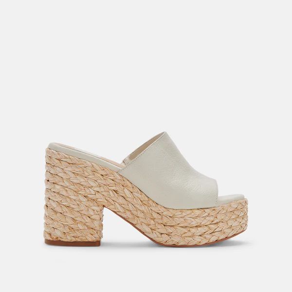 ELORA HEELS IN IVORY LEATHER | DolceVita.com
