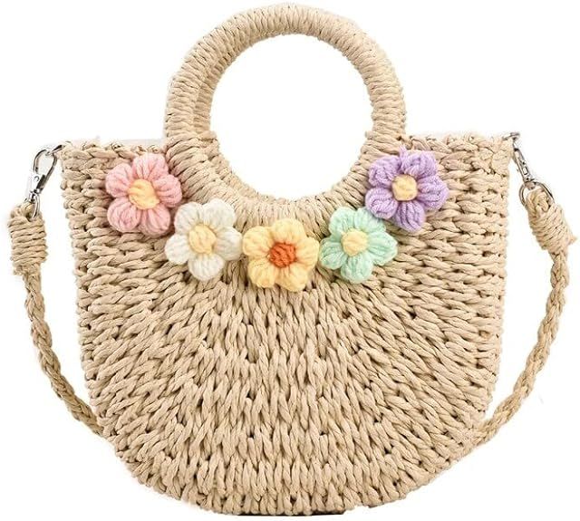 Bags Women Summer Hand-Woven Rattan Bag Handmade Woven Purse Wicker Beach | Amazon (US)