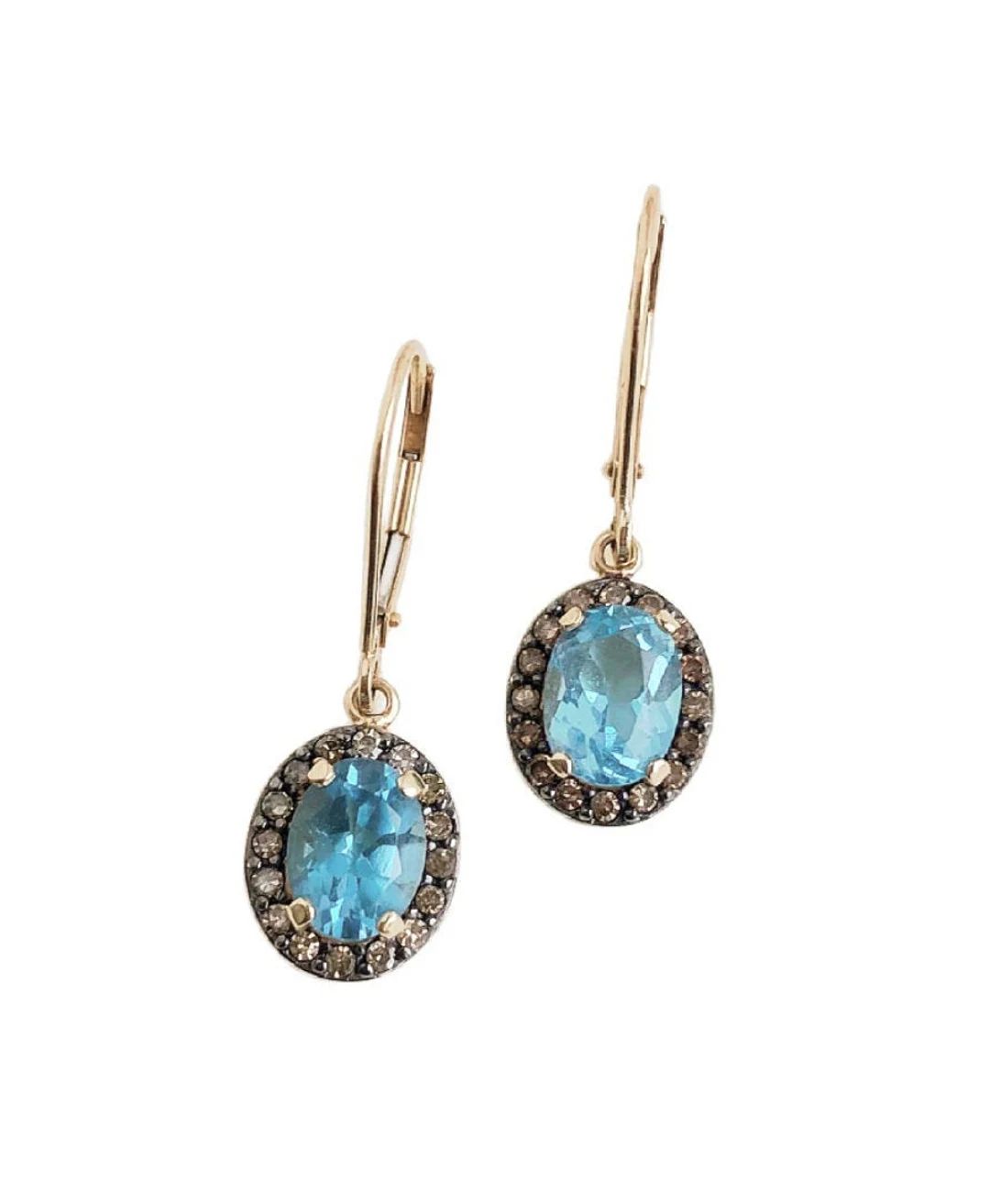 Vintage Blue Topaz Earrings - 14k Yellow Gold Blue Gemstone Drop Dangle Earrings | Etsy (US)