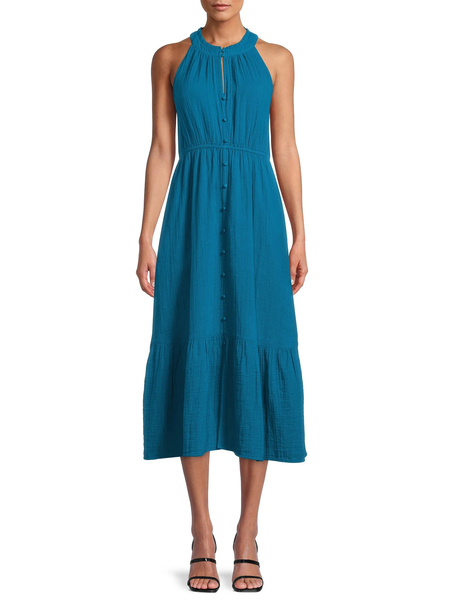 Time and Tru Women's Sleeveless Tiered Midi Dress - Walmart.com | Walmart (US)