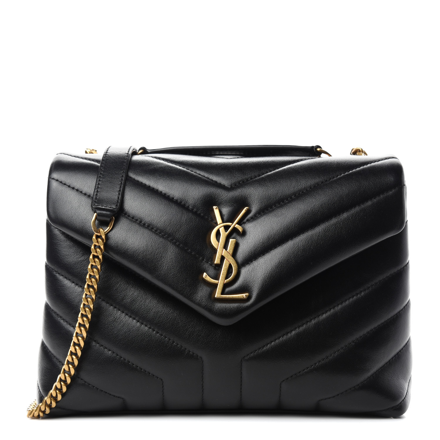 Calfskin Y Quilted Monogram Small Loulou Chain Satchel Black | Fashionphile