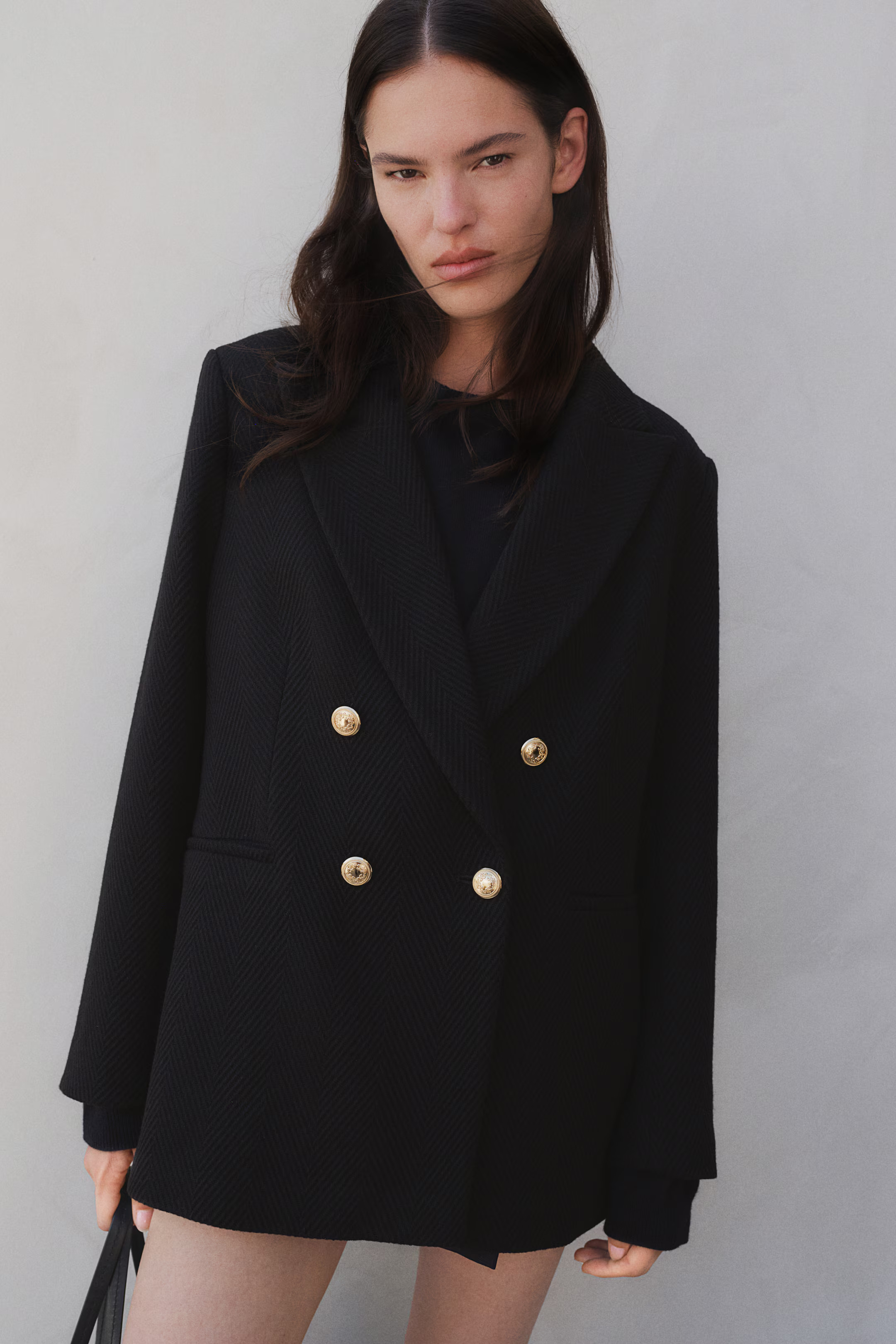 Textured-weave blazer - Navy blue - Ladies | H&M GB | H&M (UK, MY, IN, SG, PH, TW, HK)