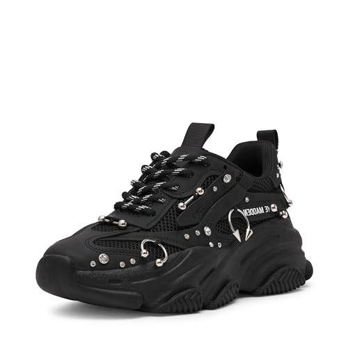 Steve Madden Women's Possession Sneaker, Black Piercing, 5.5 | Amazon (US)