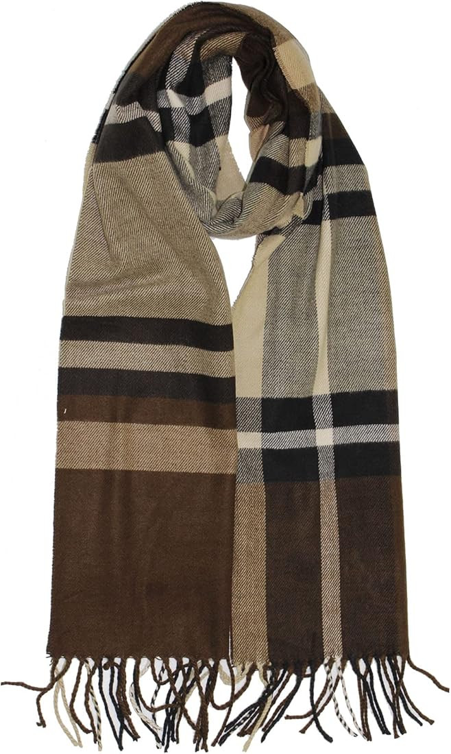 New Soft Cashmere Feel Plaid Check and Solid Winter Scarf | Amazon (US)