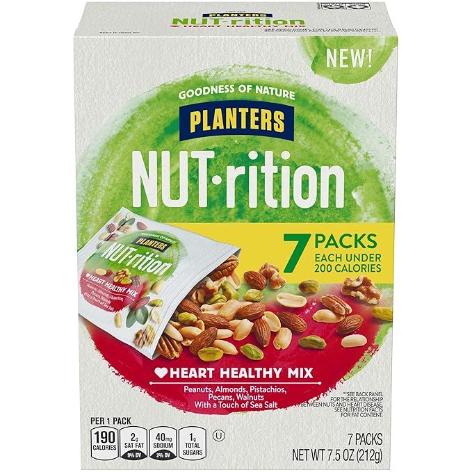 PLANTERS NUT-rition Heart Healthy Mix with Walnuts, 7.5 oz Box (Contains 7 Individual Pouches) - ... | Amazon (US)