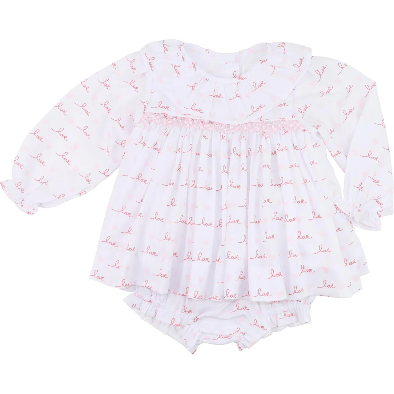 Smocked Love And Hearts Diaper Set | Cecil and Lou