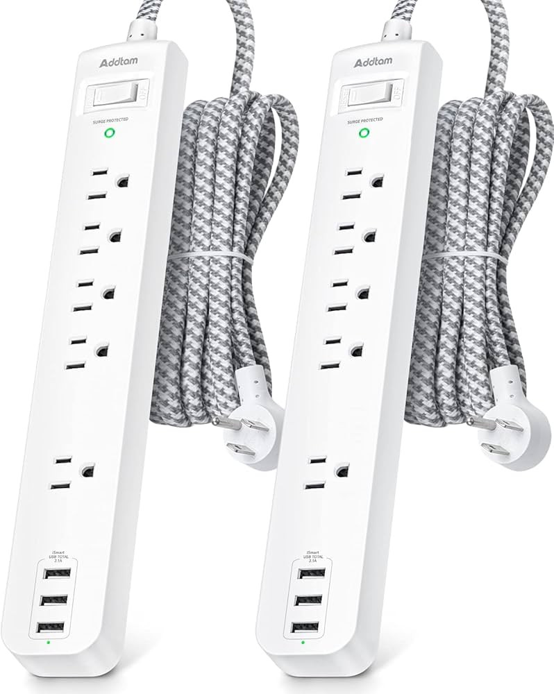 2 Pack Power Strip Surge Protector - 5 Widely Spaced Outlets 3 USB Charging Ports, 1875W/15A with... | Amazon (US)