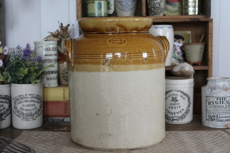 XL Vintage Stoneware Pot, Stone Pot, Vintage Stoneware Jar, Kitchen Jar, Confit Pot, Utensil Pot,... | Etsy (UK)