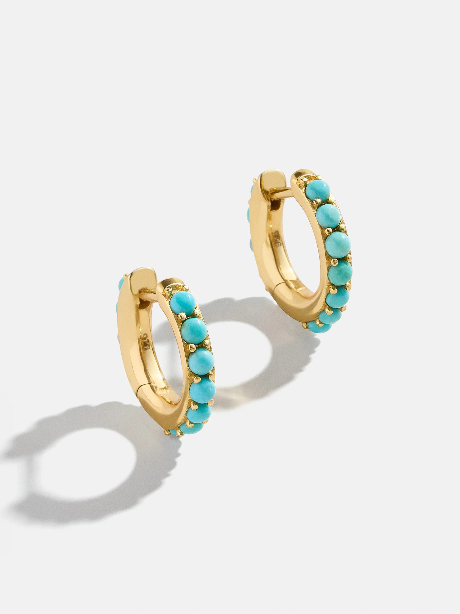 18K Gold Semi-Precious Huggie Earrings - Turquoise | BaubleBar (US)