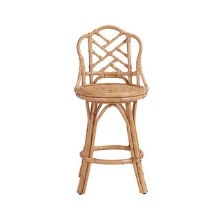 Hattie Swivel Counter Stool, Rattan Chippendale | Ballard Designs | Ballard Designs, Inc.