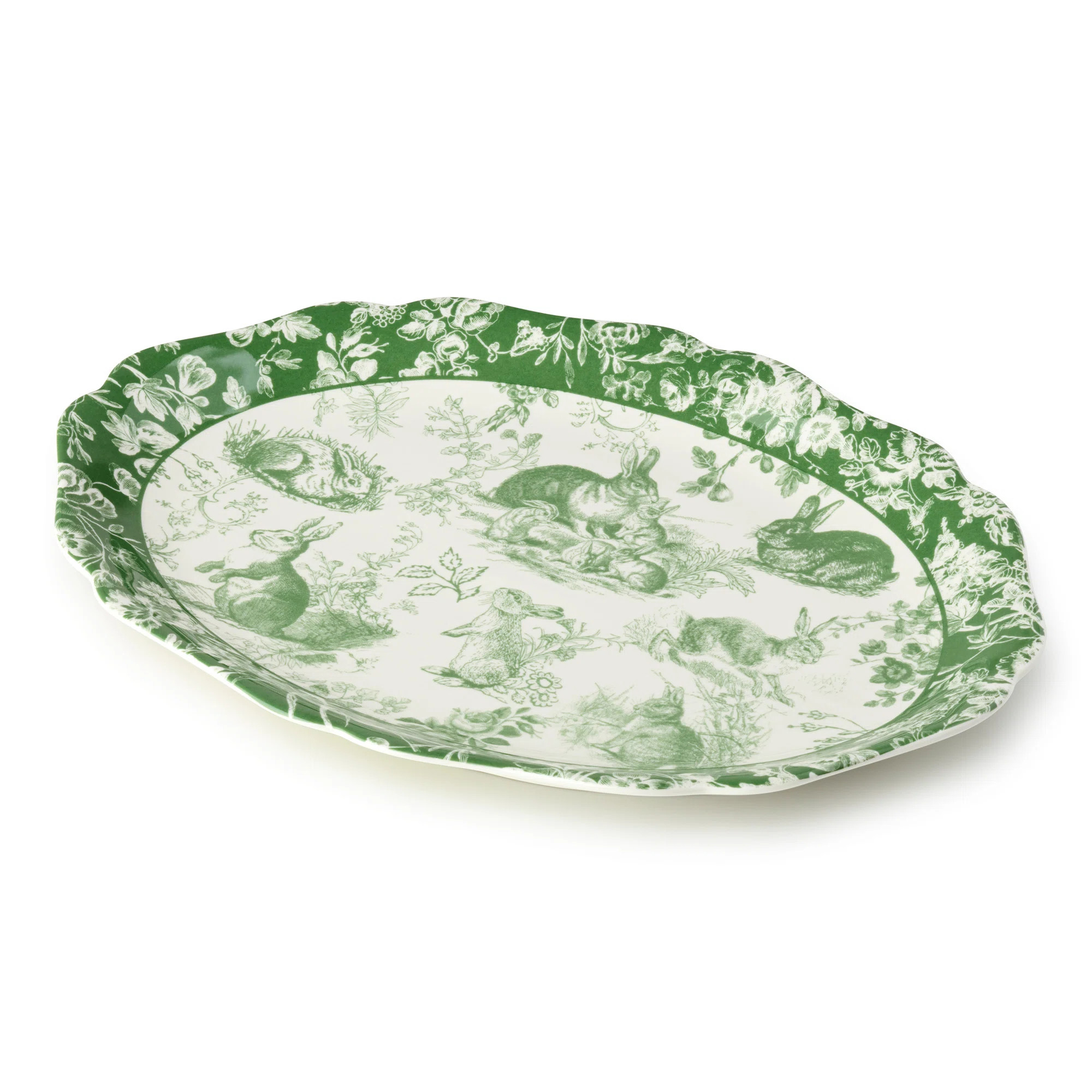 Le Jardin 16 x 12 Inch Oval Platter – Bunny Stoneware Turkey Platter for Spring Feasts & Easter... | Wayfair North America