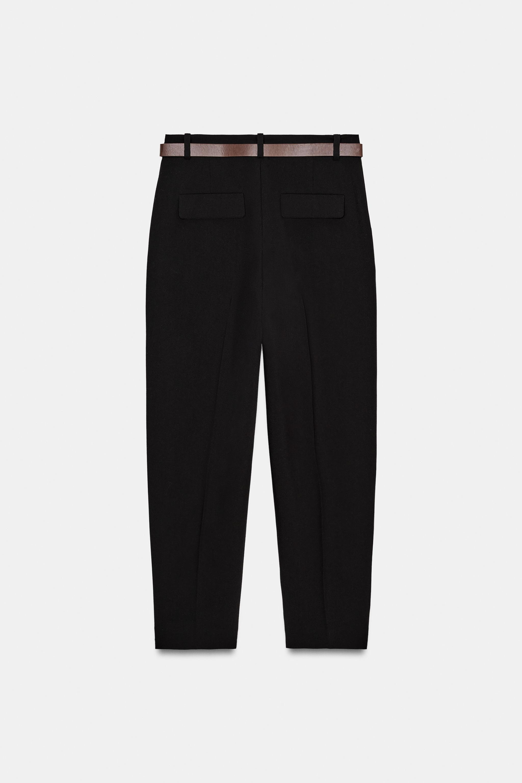 CROPPED TROUSERS WITH DARTS AND BELT | Zara UK