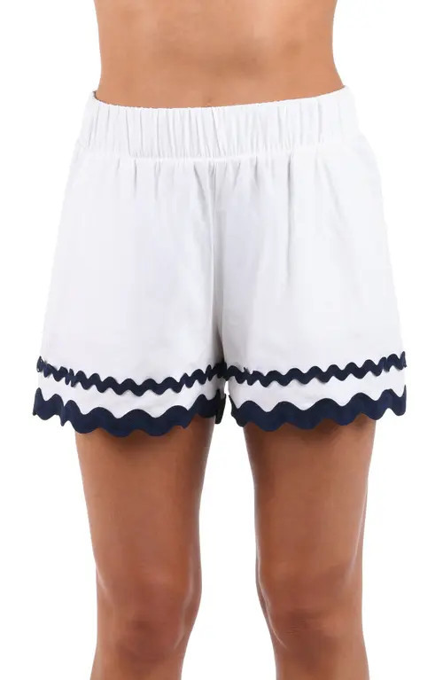 La Blanca Poolside Rickrack Linen Blend Cover-Up Shorts in White at Nordstrom, Size X-Small | Nordstrom