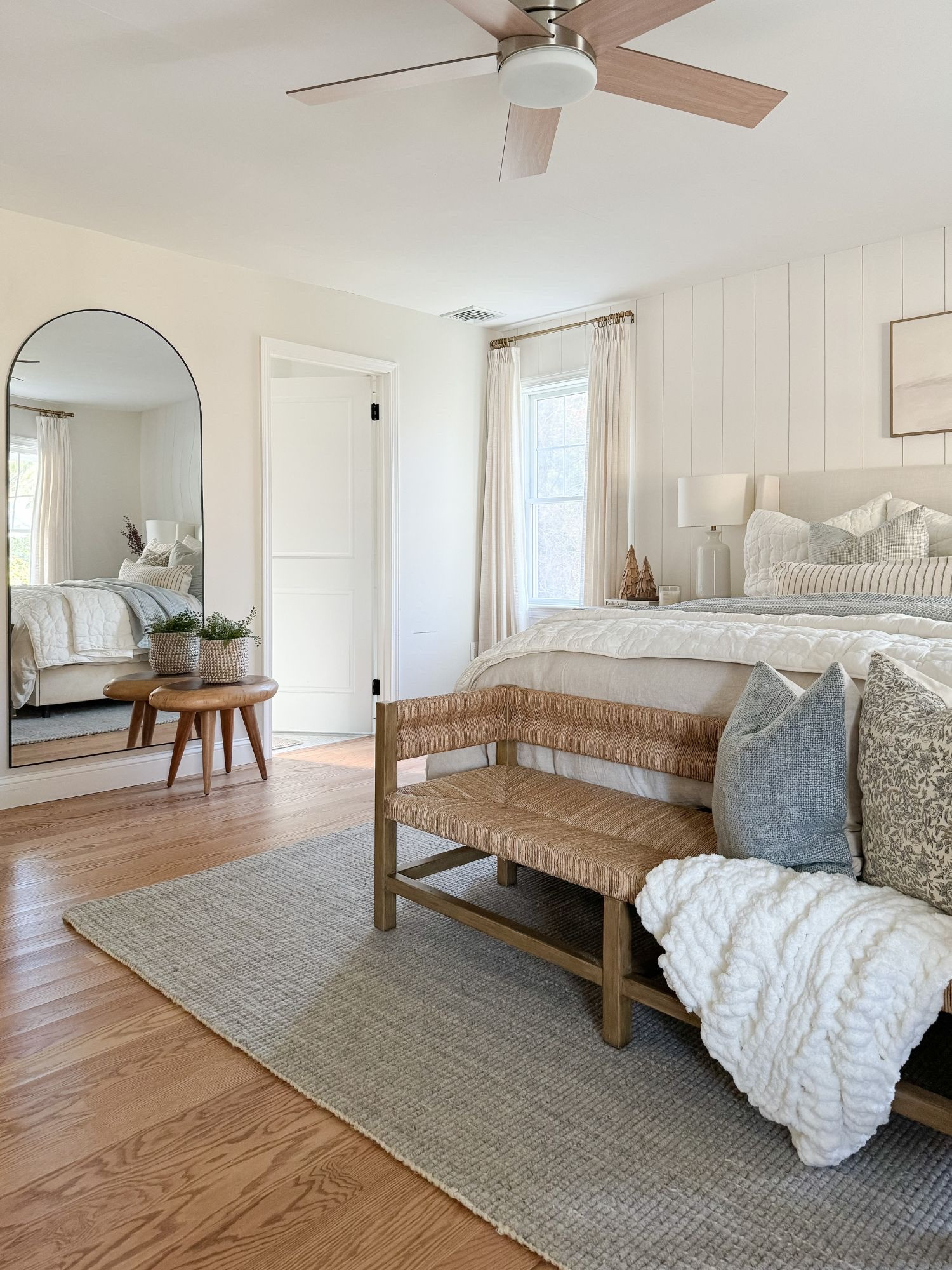 This winter bedroom blends crisp whites, soft blues, and warm wood tones for a calm coastal feel all season long. Layered textures and neutral finishes create a light, airy space that still feels cozy. Winter bedroom, coastal bedroom, neutral bedroom decor, white bedding, coastal winter decor, bedroom inspo, coastal home, modern coastal bedroom, layered bedding, wood accents, serene bedroom, Sherri Calnan Home

#LTKSeasonal #LTKHome