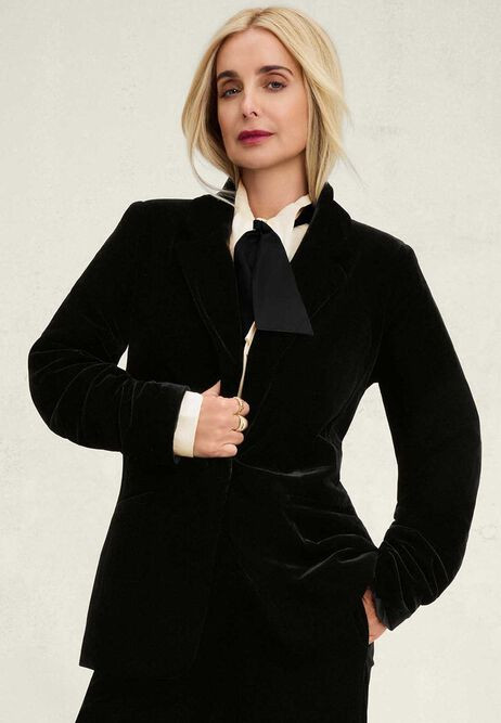 Womens Black Velvet Premium Blazer Jacket | Peacocks