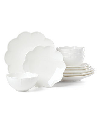 Studio 1414 Bone China Scallop 12-Pc. Dinnerware Set, Service for 4 | Macy's