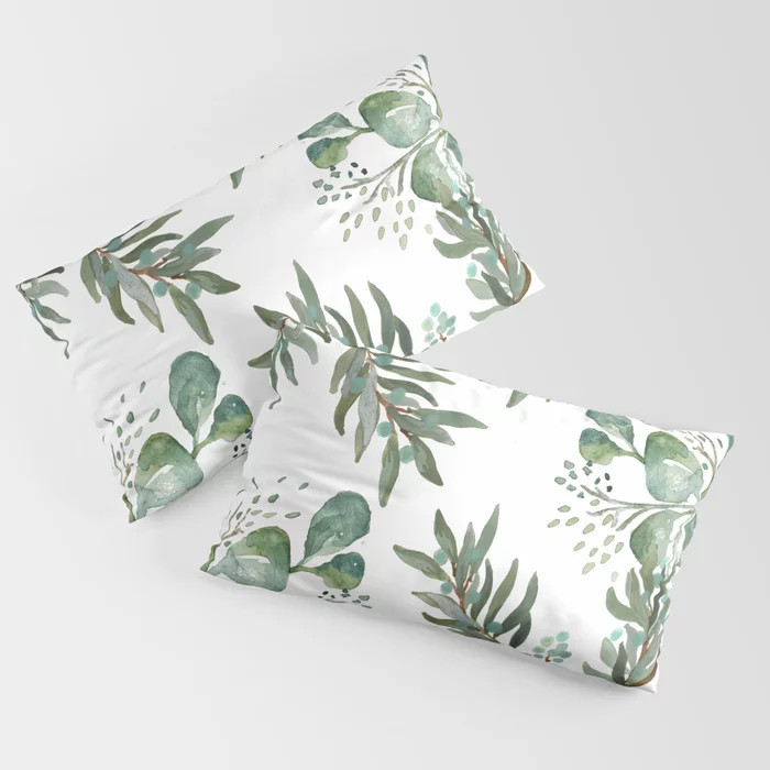 Winter Branches and Juniper Berries on White Pillow Sham | Society6