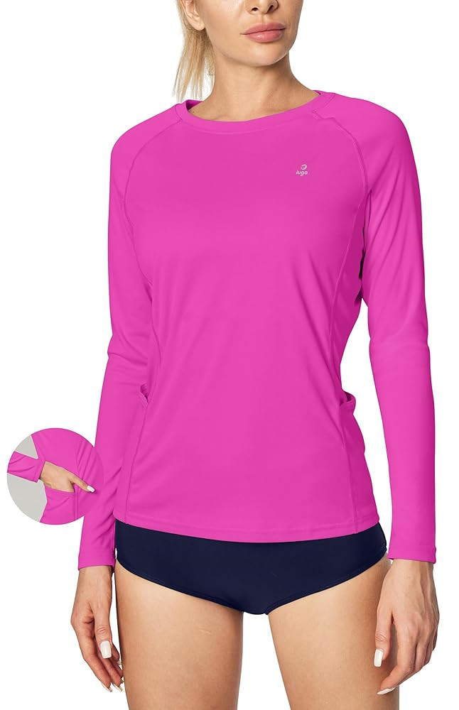 IUGA Rash Guard for Women UPF 50+ SPF UV Protection Long Sleeve Workout Tops with Pockets Dry Fit... | Amazon (US)